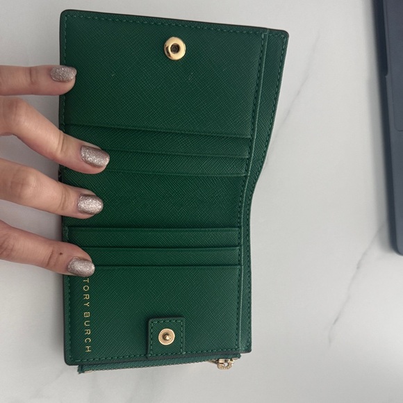 Tory Burch Forest Green Wallet with Gold Accent - Picture 2 of 4